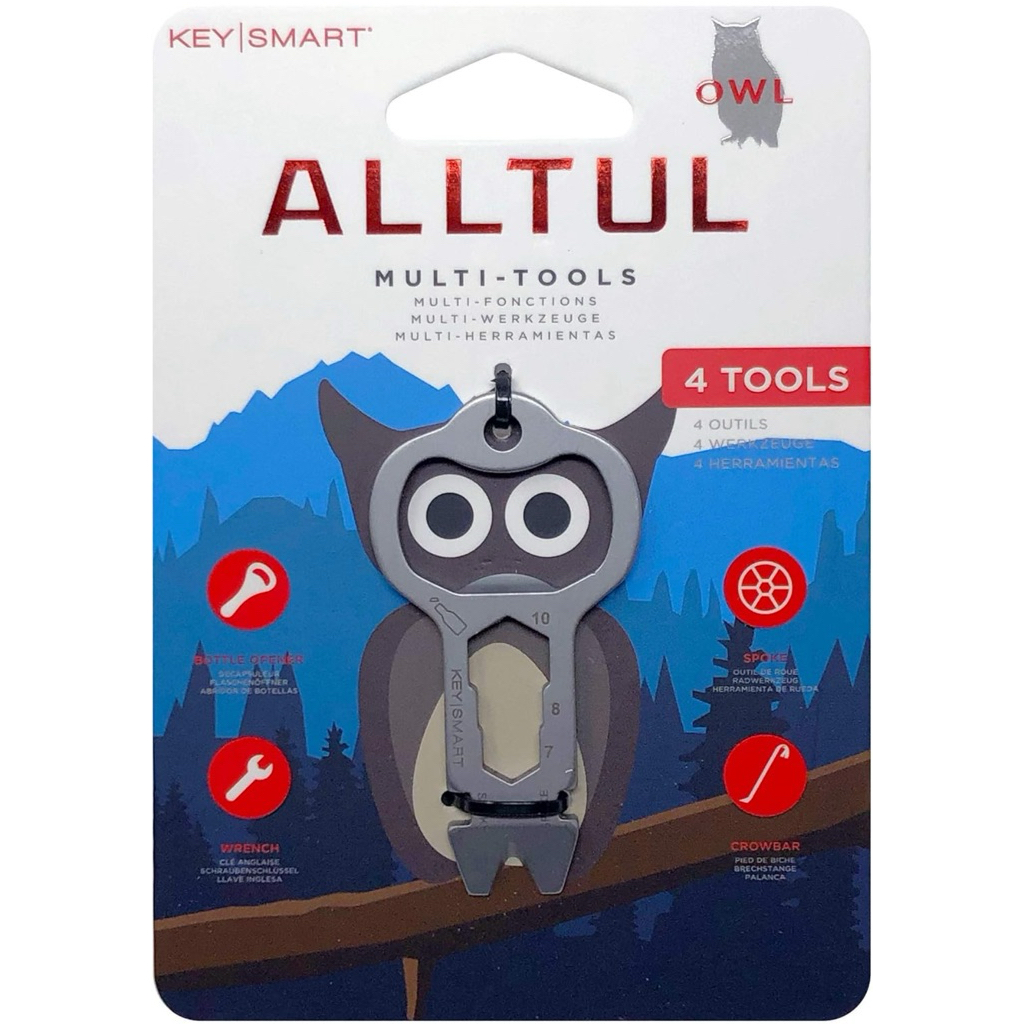 KeySmart AllTul Owl - 4-in-1 Everyday Carry Multi-Purpose Keychain Multitool with Bottle Opener, Wre