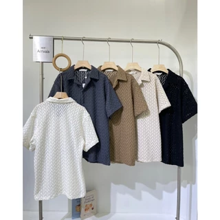N067 – เสื้อเชิ้ตลายทอ Texture สุดชิค เสื้อเชิ้ตผู้ชายดีไซน์ลายทอ Texture เท่ไม่ซ้ำใคร