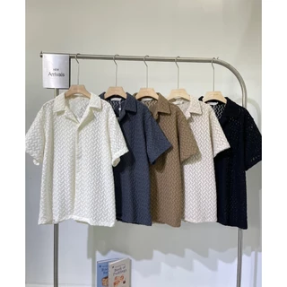 N067 – เสื้อเชิ้ตลายทอ Texture สุดชิค เสื้อเชิ้ตผู้ชายดีไซน์ลายทอ Texture เท่ไม่ซ้ำใคร