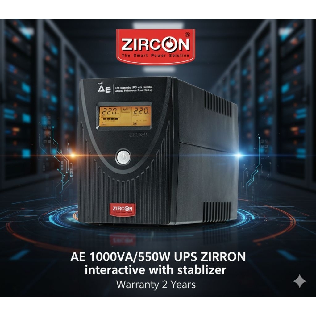 SALE!!! ZIRCON เครื่องสำรองไฟ Line Interactive UPS 1000VA/550W รุ่น AE 1000VA/550W