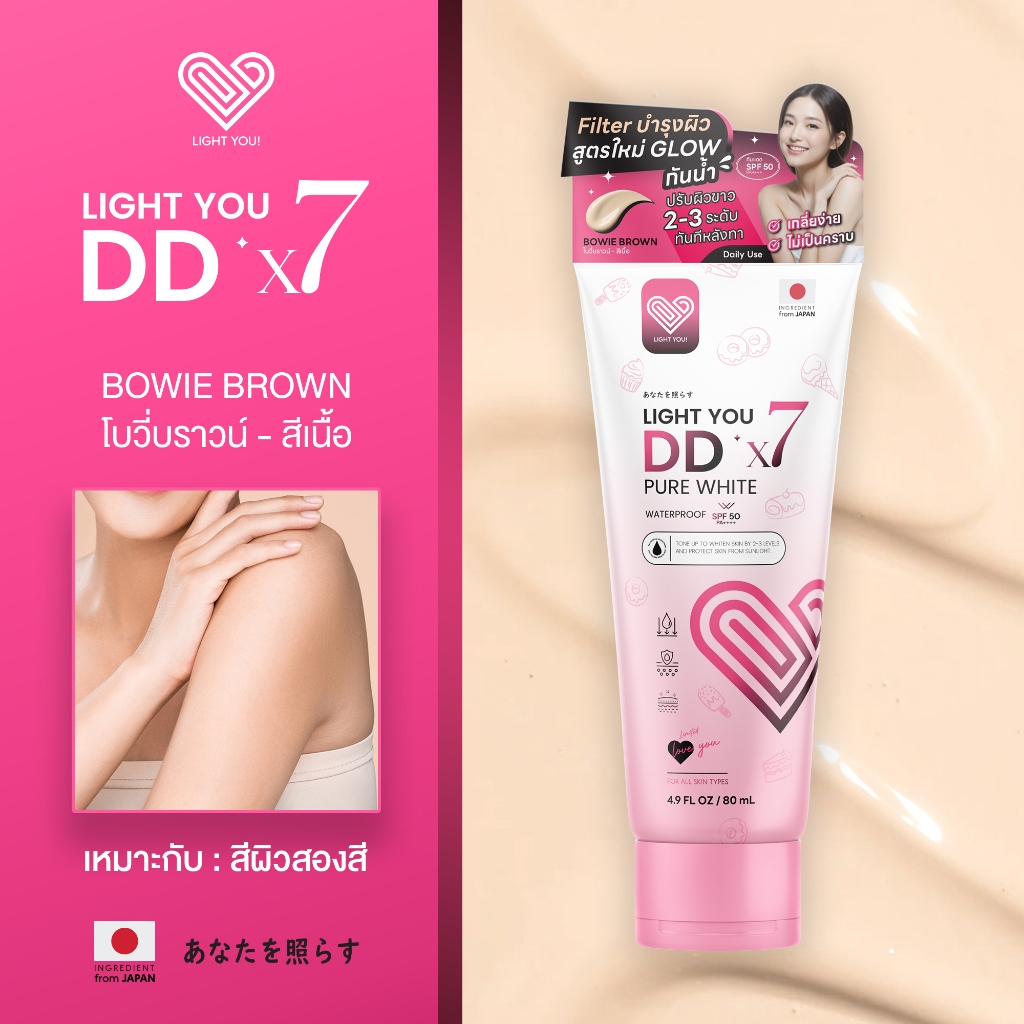 [แบบหลอด] โทนอัพผิว DDX7 มี 3สูตร บำรุงผิวขาว กันแดด 80ml