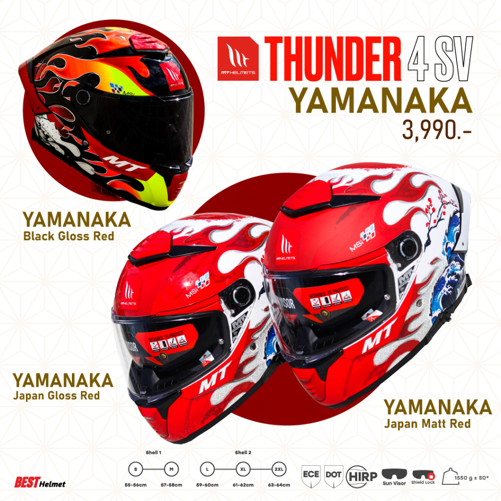 หมวกกันน็อค MT รุ่นใหม่ MT THUNDER 4 SV ราคา 3,890 - 3,990.-