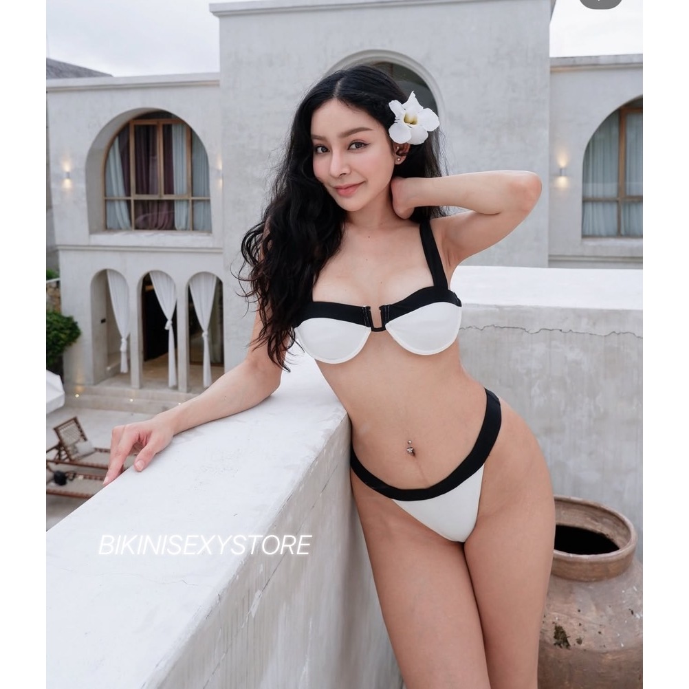 003 Bikinisexystore Bikiniขาวตัดดำ สวยแซ่บบ
