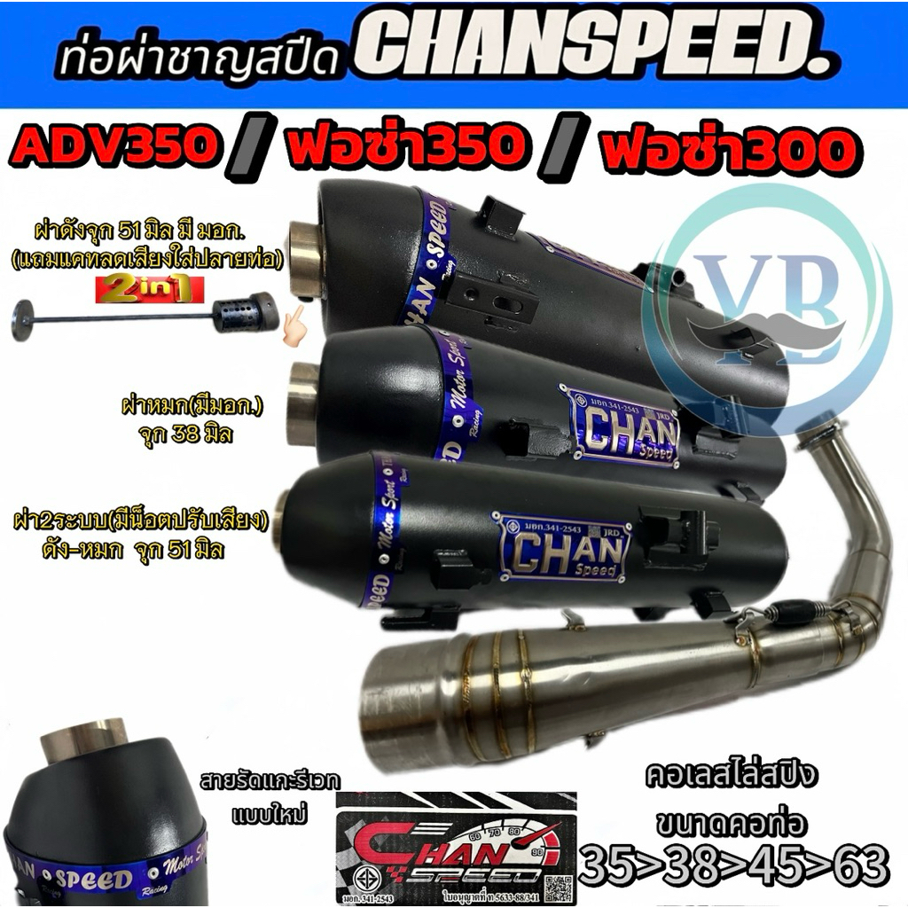 ท่อชาญสปีด ฟอซ่า Forza350/Forza300/ADV350ท่อไอเสียChanspeed ป้ายไทเท