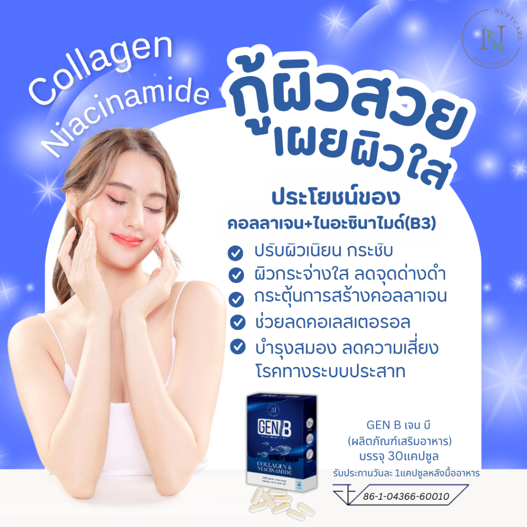 {คอลลาเจน&ไนอะซีนาไมด์}Collagen&Niacinamild30แคปซูลลดเลือนจุดด่างดำ,ผิวชุ่มชื่น - รูปที่ 3