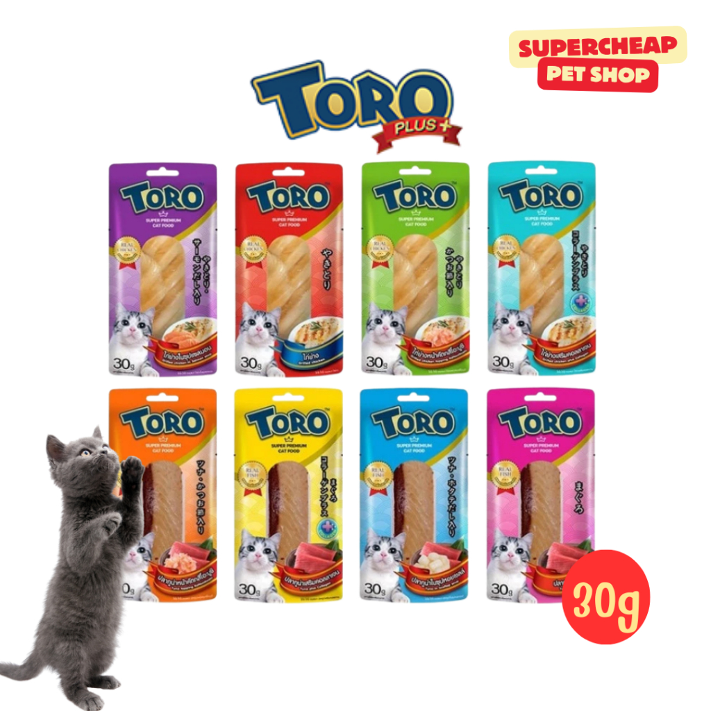 [1 ชิ้น] Toro Toro โทโร โทโร่ ขนมแมวปลาชิ้น ไก่ชิ้น ขนาด 30 กรัม