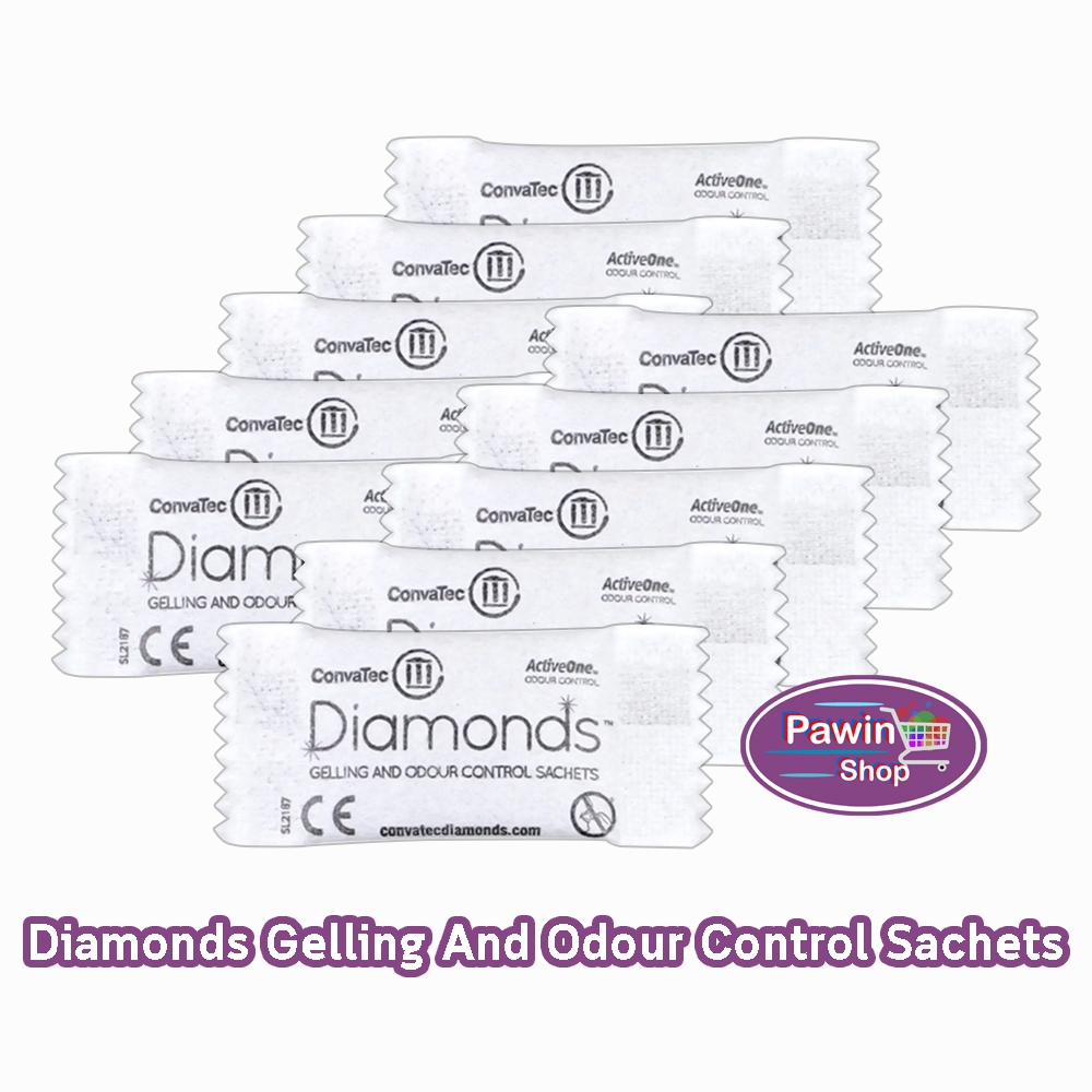 Convatec Diamonds ไดมอนด์ ซองลดกลิ่นชนิดเจล ถุงดับกลิ่นอุจจาระในถุงหน้าท้อง [แบ่งขาย 10 ซอง] BB 7105 Gelling And Odour C