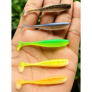 ปลายางสลิมจิ๋ว5cm.ยางนิ่มหางพริ้วทีเด็ดช่อนเก็บตกกระพงปลากรอซองละ15ตัว