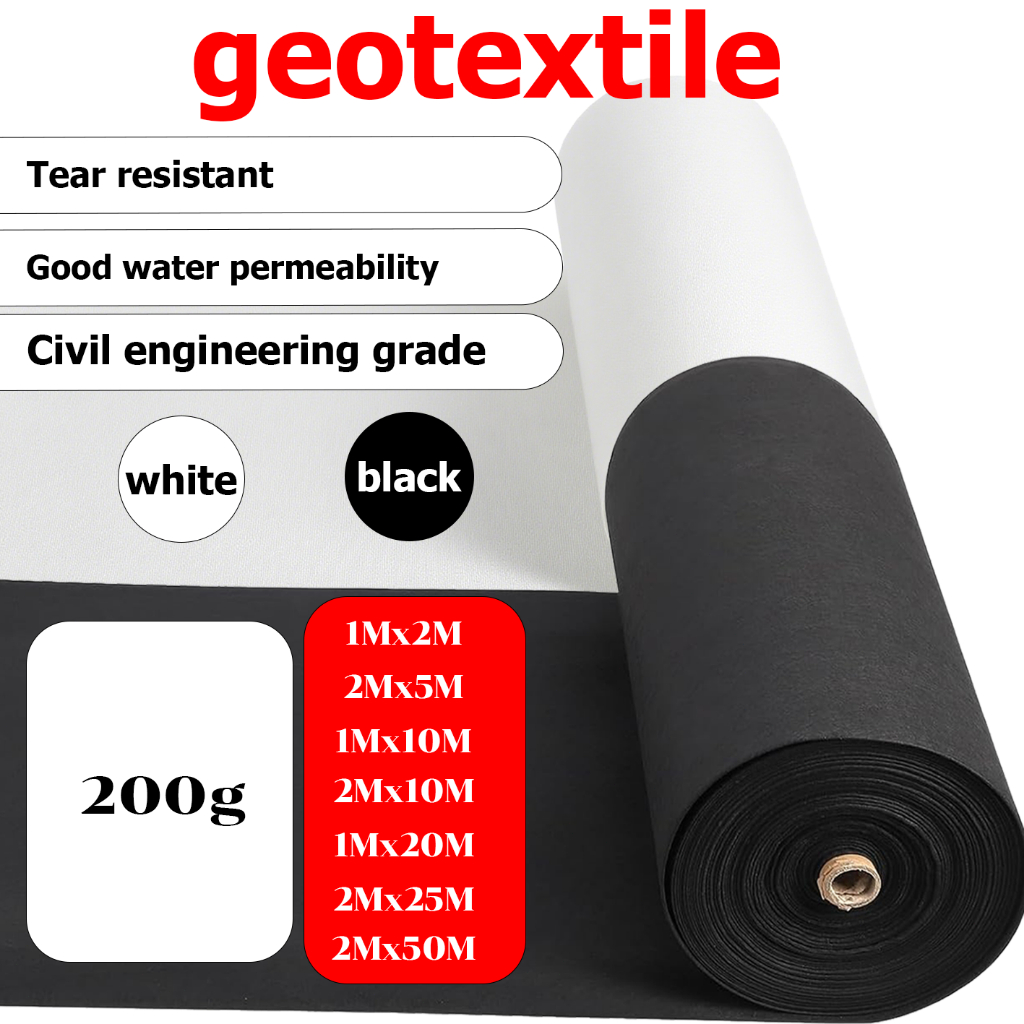 แผ่นปูดิน แผ่นปูหิน สีดำ สีขาว Geotextile ใยสังเคราะห์แบบ Non Woven - สำหรับงานจัดสวน แผ่นรองจัดสวนปู