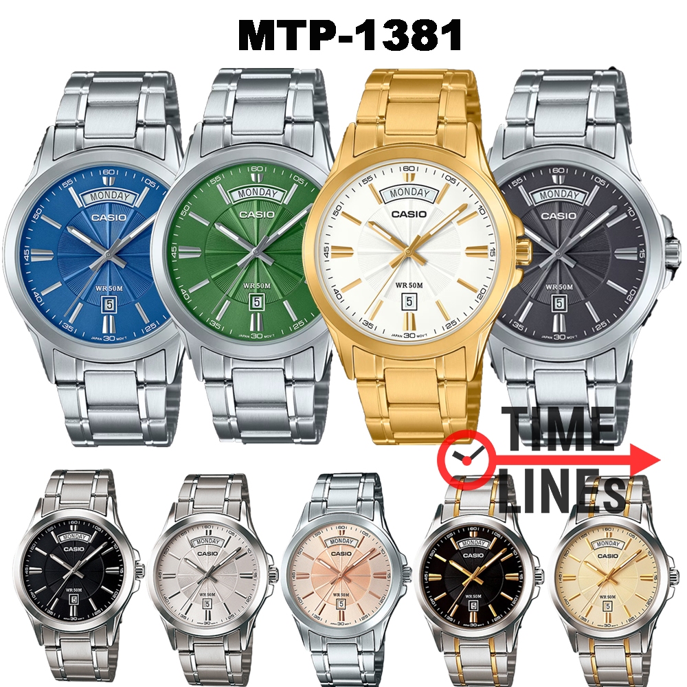 !!ประกัน1ปีและกล่อง CMG!! CASIO รุ่น MTP-1381L MTP-1381D MTP-1381SG นาฬิกาผู้ชาย แสดง วันที่ สัปดาห์