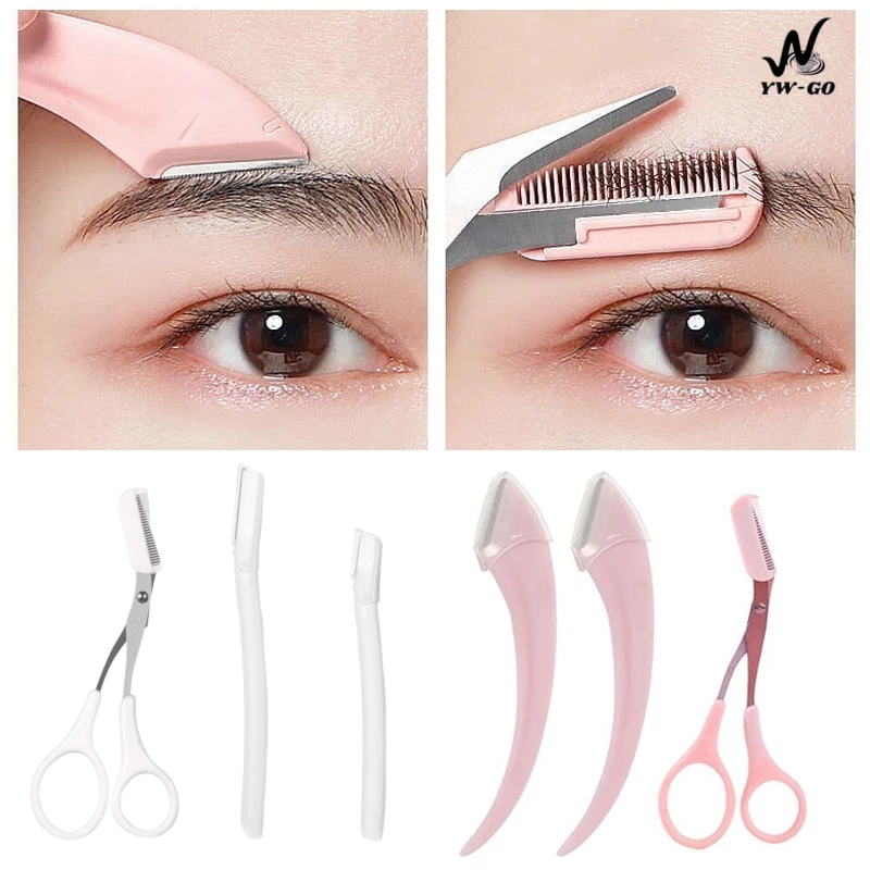3 ชิ้น/เซต กรรไกรตัดแต่งขนคิ้ว มีดโกนกันคิ้ว ที่กันคิ้ว ทำให้คิ้วดูมีมิติมากขึ้น ชุดตัดแต่งขนคิ้ว กรรไกรแต่งคิ้ว G3539