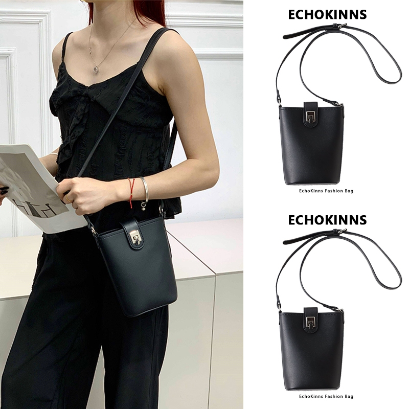 EchoKinns รุ่นใหม่ส ไตล์เกาหลี กระเป๋าสะพายข้างผู้หญิง สไตล์เรียบง่าย ทรงถัง แฟชั่น กระเป๋าใส่โทรศัพท์