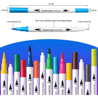 【ส่งจากกรุงเทพ】ปากกาสี สีน้ำสองหัว 12-100 สี วาดรูป ล้างทำความสะอาดได้ สำหรับเด็ก อุปกรณ์การเรียน