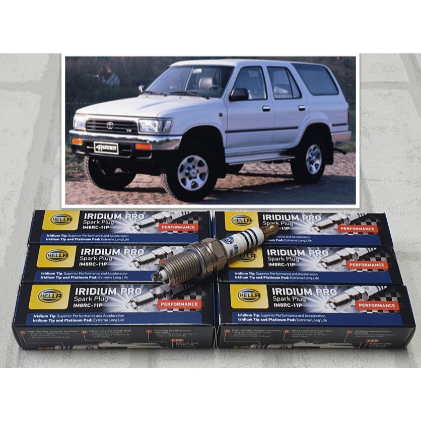 หัวเทียน อิริเดียม Toyota 4 Runner II ( 1990 - 1995 ) V6 3.0 ชุด 6 หัว ระยะใช้งาน 100000 กม : Hella 