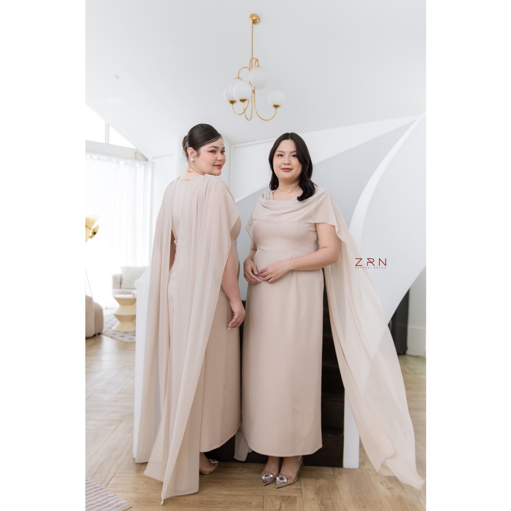 Olivia dress  เดรสออกงานรุ่นใหม่ ตกแต่งเครปชีฟองเนื้อหนา สวยอลังการมากแม่