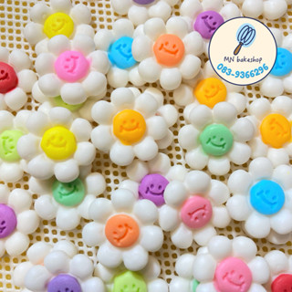 น้ำตาลฟองดองแต่งเค้ก หน้ายิ้ม ดอกไม้ 20ชิ้น 🌼 สำหรับตกแต่งเบ…