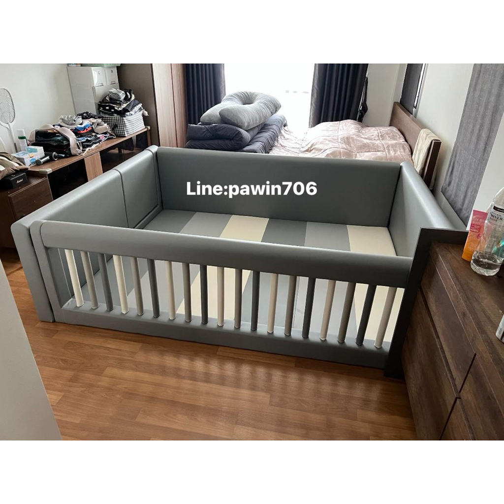 Pawin’kid’s คอกกั้นเด็ก 5*6.5 ฟุต มีราวจับ แถมประตู แถมเบาะรองคลานฟรี