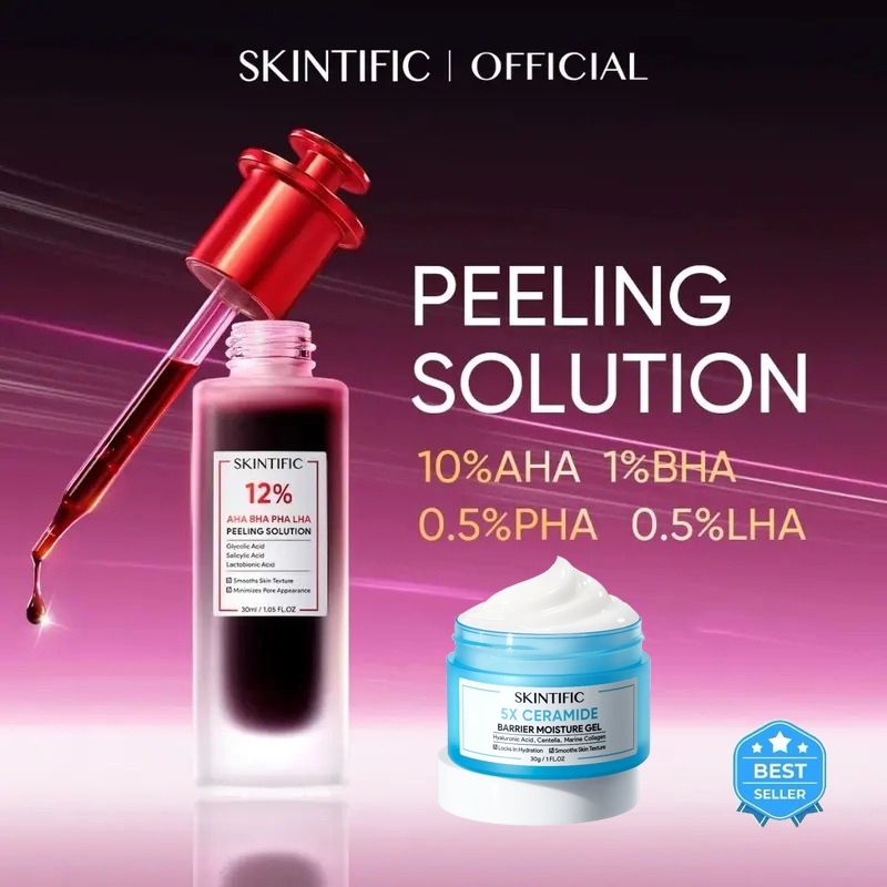 SKINTIFIC AHA BHA PHA LHA Peeling Solution serum essence เซรั่มเพื่อการ โทนอัพ ที่มีส่วนผสมของ AHA B