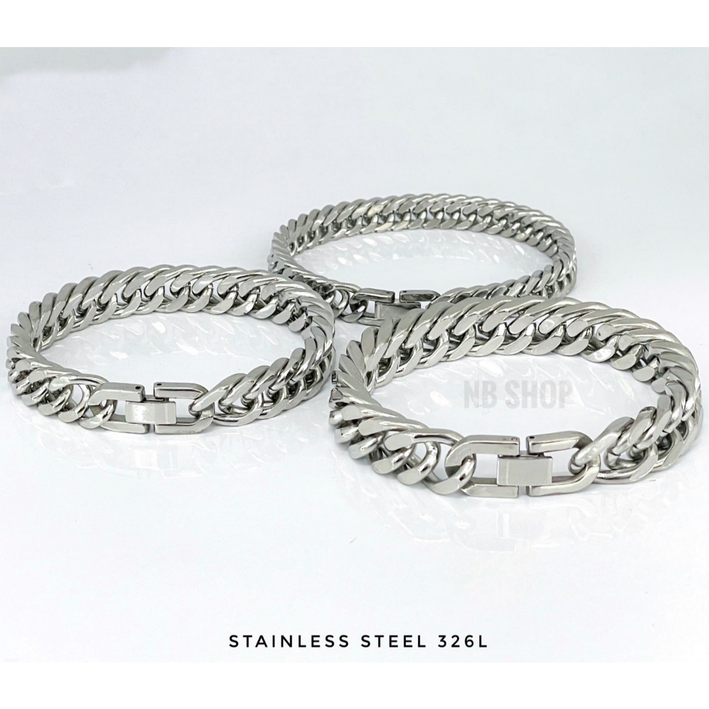 S-220 สร้อยข้อมือสแตนเลสแท้100% ขนาด8mm10mm12mm เกรดสแตนเลส316Lสวยเงางานเกรดพรีเมี่ยมตะขอเข้ารูป อย่างดี สินค้าพร้อมส่ง