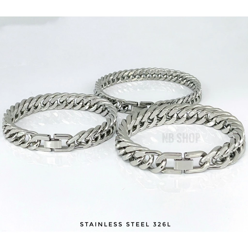S-220 สร้อยข้อมือสแตนเลสแท้100% ขนาด8mm10mm12mm เกรดสแตนเลส316Lสวยเงางานเกรดพรีเมี่ยมตะขอเข้ารูป อย่างดี สินค้าพร้อมส่ง