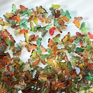 ลูกปัดแก้ว ลูกปัดผีเสื้อแก้ว รูตรงกลาง 10ชิ้น