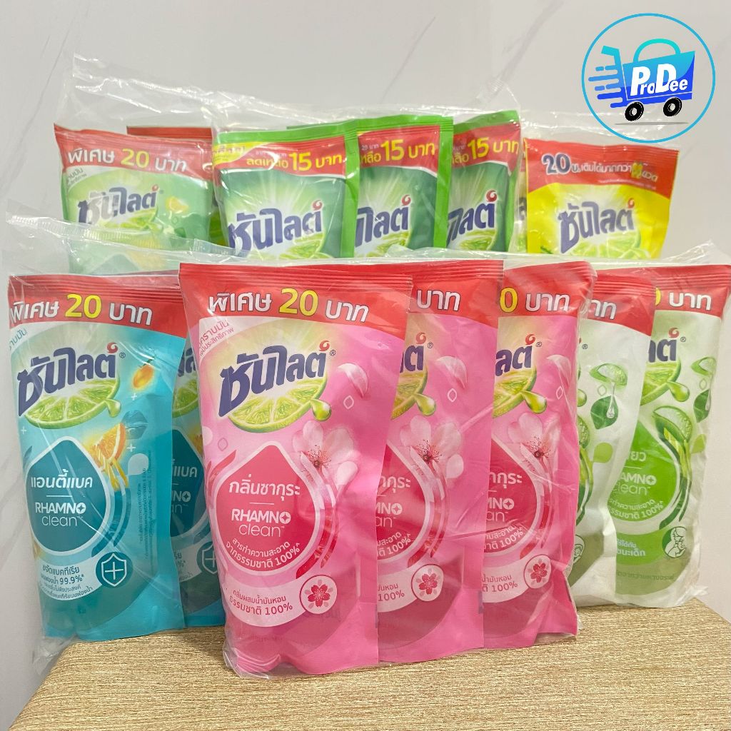 (แพ็ค 3 ถุง) ซันไลต์ น้ำยาล้างจาน แบบถุงเติม ขนาด 280-300 มล. มี 7 สูตร