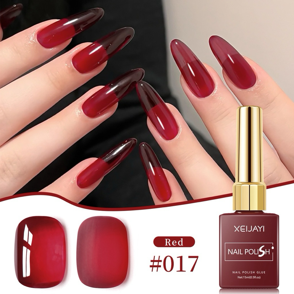 สีทาเล็บเจล เจลเล็บสีแดง #017 (Red Nail Polish Glue #017) จาก XEIJAYIขนาด 15ml