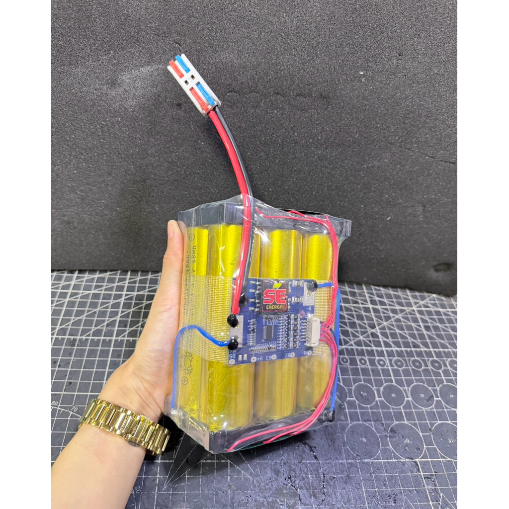เเบตลิเธียมฟอสเฟส6s 21v ความจุ 15a bms20am เเบตทองคำ ทรงประกบ คัดค่าirทุกก้อน พร้อมส่ง