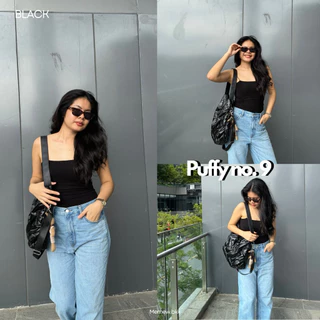 Memew.bkk Puffy no.9 กระเป๋าพัฟฟี่เมทัลลิก กระเป๋าสะพายข้าง ทรงโท้ท Tote Bag ผ้าเงาบุนวม ใบใหญ่จุใจ [พร้อมส่ง]