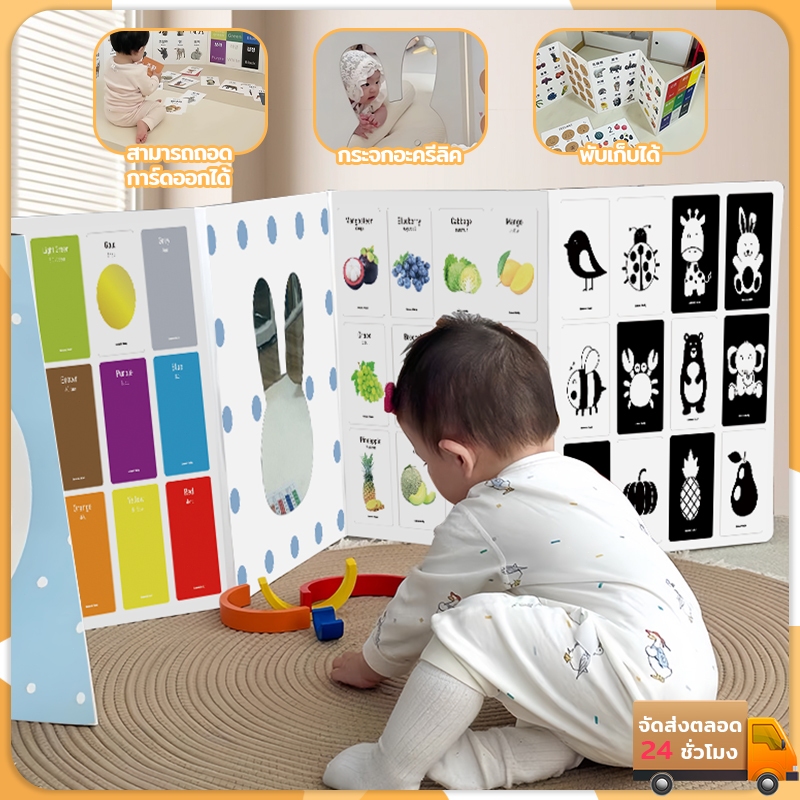 Flash card พัฒนาสายตา บัตรภาพสองด้านการ์ตูน เสริมความรู้ความเข้าใจสำหรับเด็ก