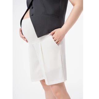 MACHIKO | S17 กางเกงขาสั้นคนท้อง เทลเลอร์ ผ้ายืด มีสายปรับขนาดเอว ใส่สบาย ใส่ได้ยันหลังคลอด