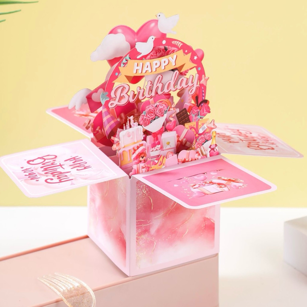 จัดส่งไว (C-08)การ์ดอวยพรวันเกิด pop up สามมิติ