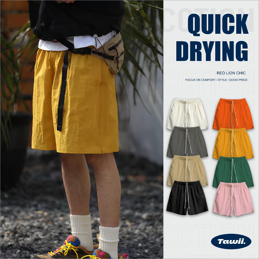 Tawii. กางเกงวิ่ง กางเกงขาสั้น กีฬากลางแจ้ง ผ้ากันน้ำ แห้งเร็ว ใส่สบายและเย็นสบาย Unisex