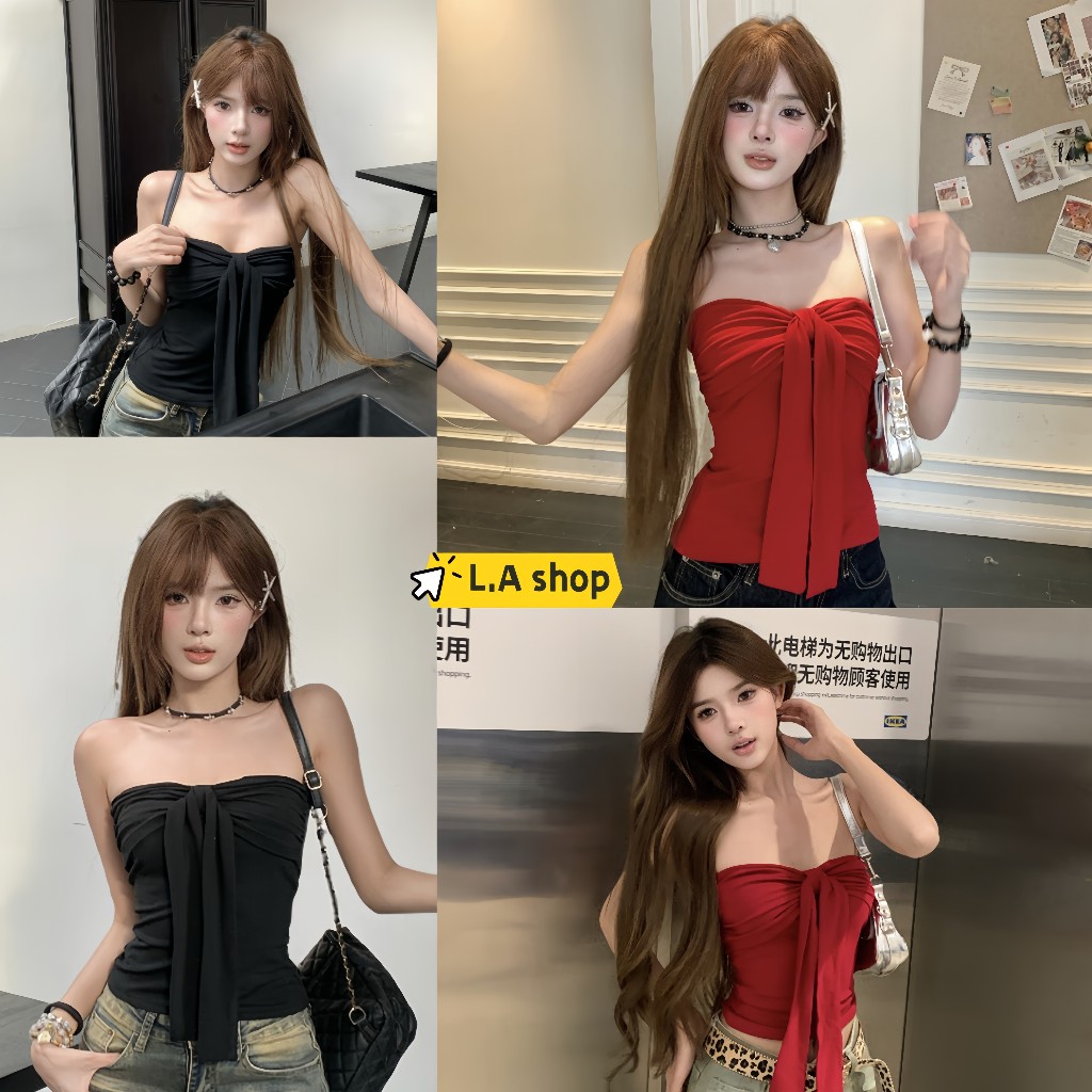 L.A Shop★สไตล์ใหม่★ เสื้อกั๊กสีแดงสุดฮอตสำหรับผู้หญิงในฤดูร้อนพร้อมโบว์ผูก ชุดชั้นในสุดเซ็กซี่สำหรับสาวฮอต "Y9348"