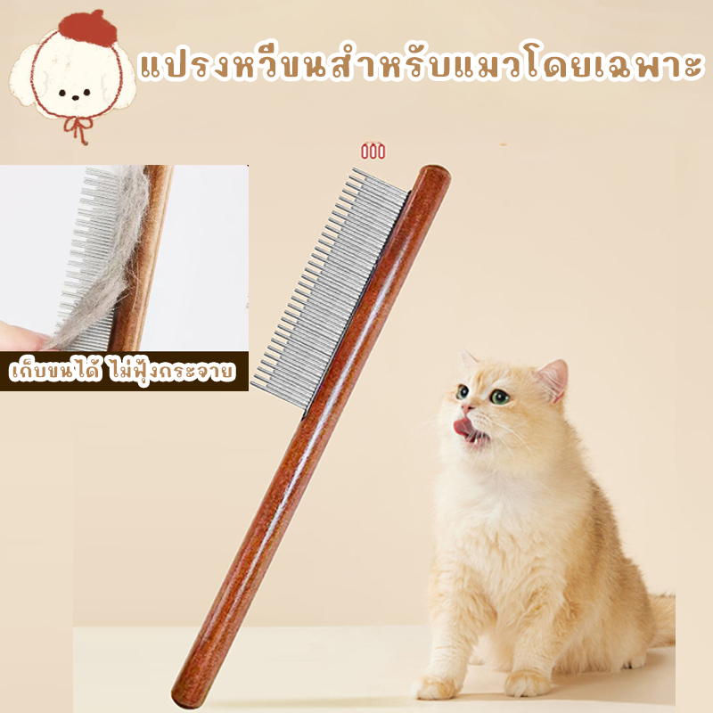 STOCK หวีสัตว์เลี้ยง หวีสุนัข หวีแมว หวีไม้ หวีสแตนเลสสำหรับสัตว์เลี้ยง อุปกรณ์หวีขนสัตว์