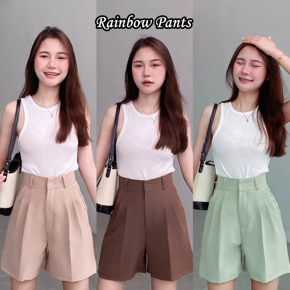 กางเกงขาสั้นสำหรับสาวสะโพกใหญ่ ยาว 17 นิ้ว ขอบเอวสูง 2 นิ้ว ช่วยเก็บหน้าท้อง (ขาสั้น D)