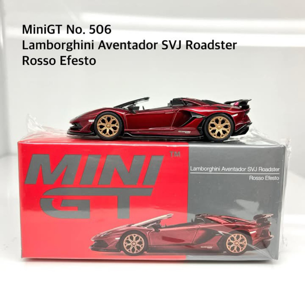 Mini GT No. 506 Lamborghini Aventador SVJ Roadster Rosso Efestos