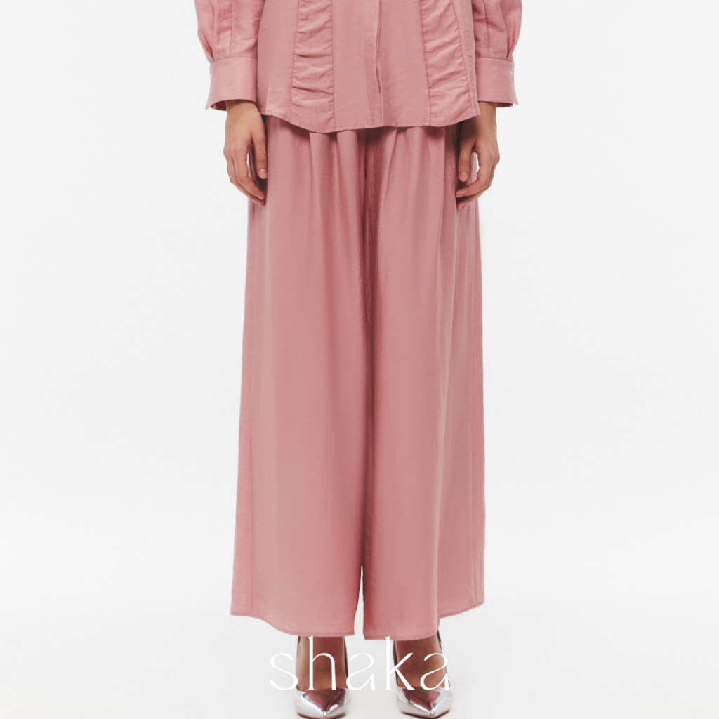 SS25 Shaka Bloom Pants กางเกงขายาว ทรงปลายขากว้าง ด้านหน้าจับจีบซ้อนกันสามจีบ (PINK) PN-8250119 — صورة 2