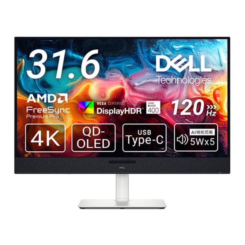 Dell 32 Plus 4K QD-OLED Monitor S3225QC 31.6-inch (3840 x 2160) 120Hz 0.03ms Display, AI-Enhanced 3D