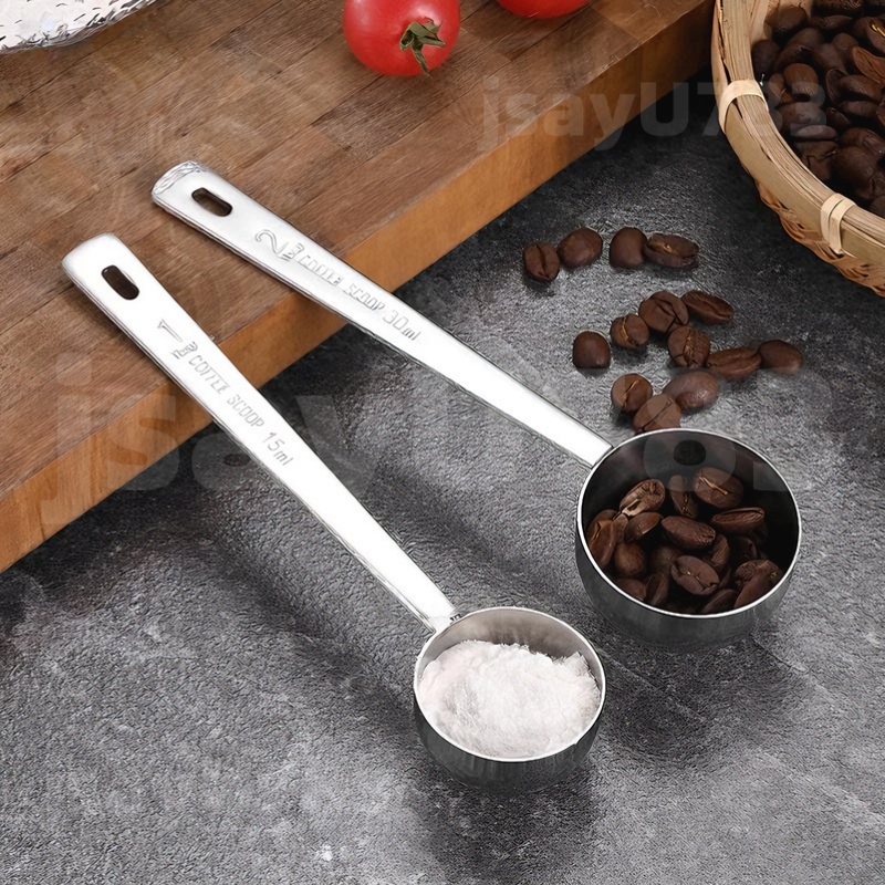 🏠 ช้อนตวง สแตนเลส  มี2ขนาด ช้อนตวงกาแฟ ถ้วยตวง ช้อนตักกาแฟ ช้อนตวงสแตนเลส ตวงกาแฟ ตวงขนม ถ้วยตวงกาแฟ