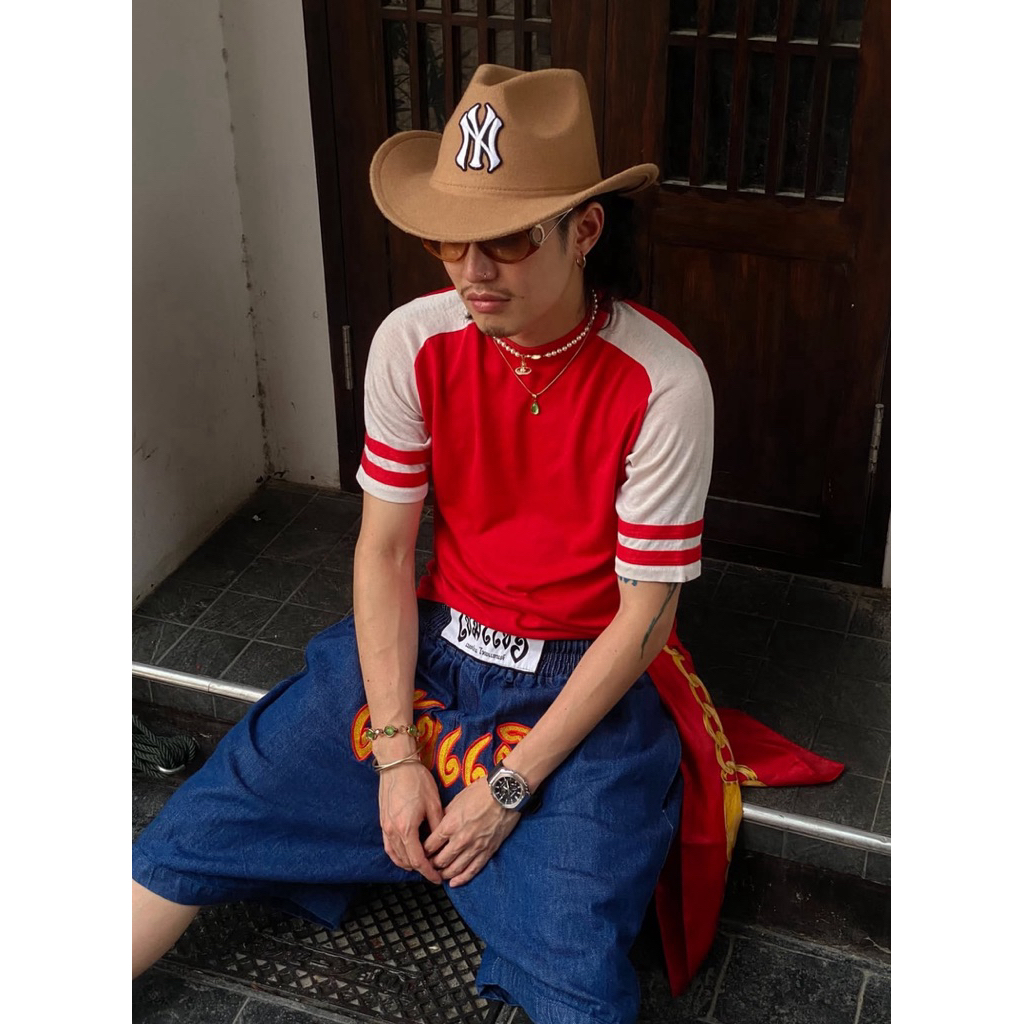 หมวกคาวบอยNYสไตล์วินเทจ(Cowboy hat NY)สีครีม