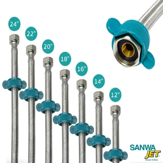 สายน้ำดี สแตนเลส SANWA JET สายน้ำดี สายถักสแตนเลส ขนาด 4หุน (1/2") ยาว 12นิ้ว-24นิ้ว SJ-911