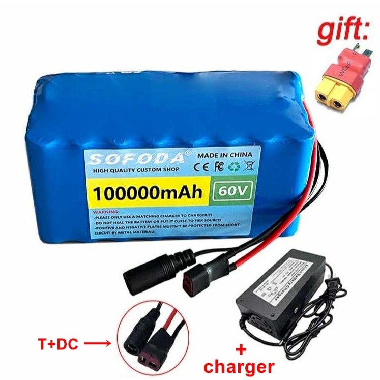 แบตเตอรี่ลิเธียม  60V 60AH/100AH/150AH  แบตเตอรี่ 1500W E-bike 67.2V BMS + charger  แบตเตอร์รี่รถไฟฟ้า รถไฟฟ้า4ล้อ I001