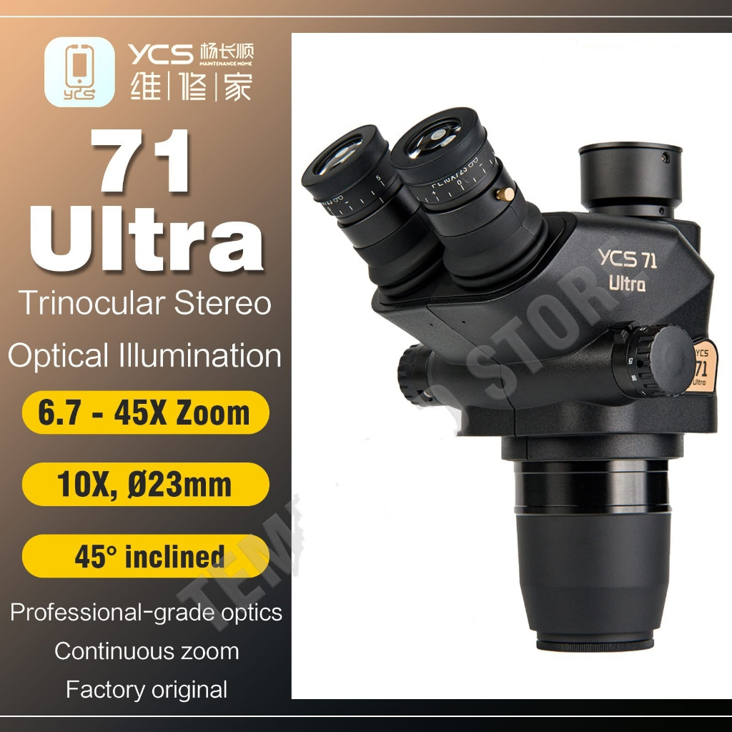 YCS 71 Ultra กล้องจุลทรรศน์ 3ตา 10x23 หัวอย่างเดียว
