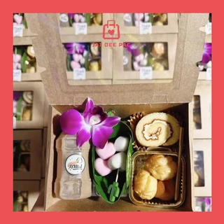 [50 ใบ] กล่องอาหารกระดาษ มีหน้าต่าง กล่องข้าว กล่องจัดเบรค จัดงานเลี้ยง คราฟท์ เคลือบ PE กันน้ำ Window