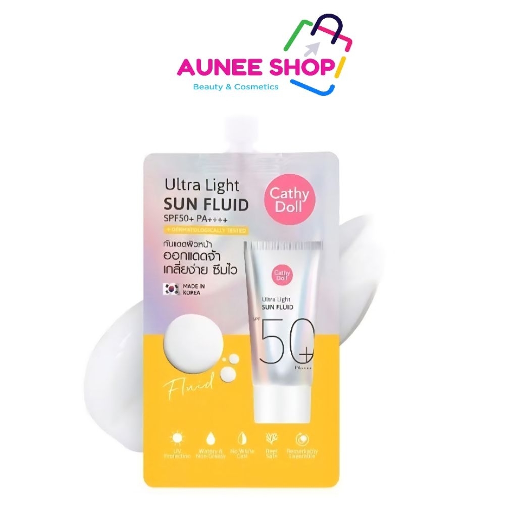 ส่งฟรี/มีไลฟ์  (1 ซอง) Cathy Doll UItra Light Sun Fluid SPF50 PA++++ (แบบซอง)