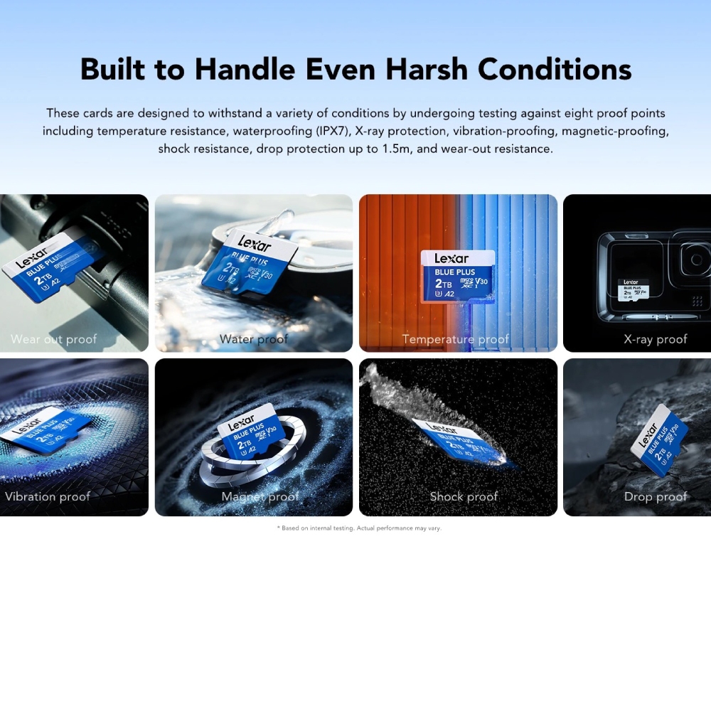 การ์ดหน่วยความจำ ไมโครเอสดีการ์ด LEXAR MICROSD CARD BLUE PLUS 32GB R100MB/S1 (LMSBLPL032G-BNANG) FOR SMARTPHONES, TABLETS ACTION CAMERA_7