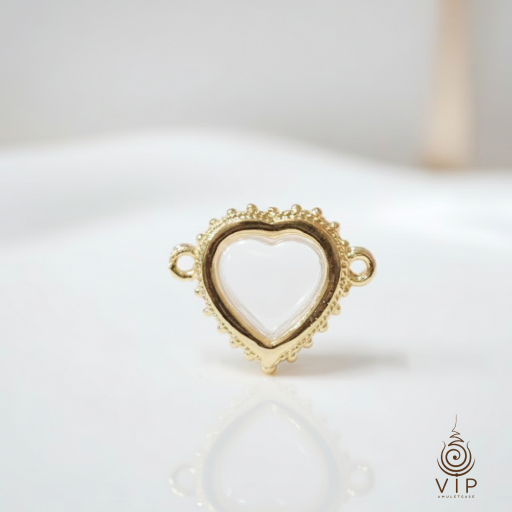 กรอบหัวใจ 🩷 เบอร์4 ⭐ ลายเกลียวเชือก แบบ2หู | Heart Amulet Case 2 Loops | 心形双环佛牌外壳(กรอบชุบหนา2เท่า)