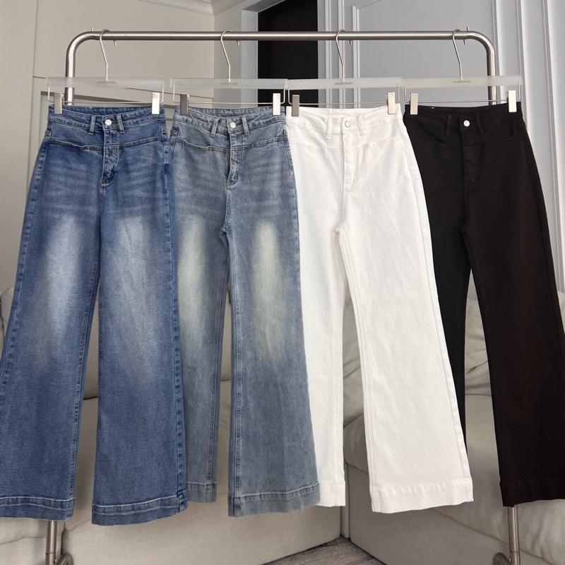 PTJ30253 กางเกงยีนส์ขายาวกระเป๋าหน้าแต่งปลายขา PROMTHONG