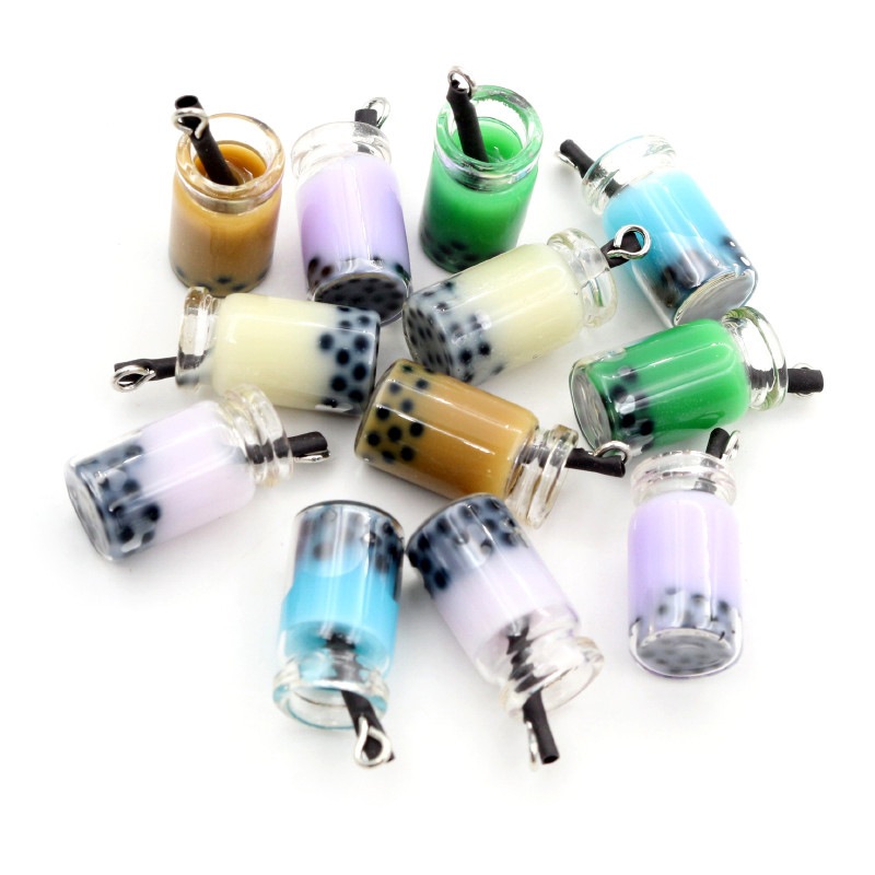 J024 จี้ชานมชาผลไม้เซตละ 10 ชิ้น